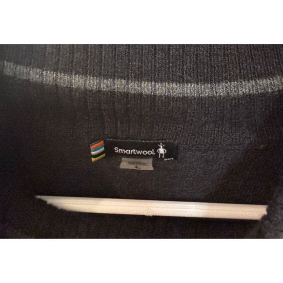 Smartwool Mens Merino Wool Blend Quarter Zip Sweater Charcoal Gray Large - Picture 2 of 6